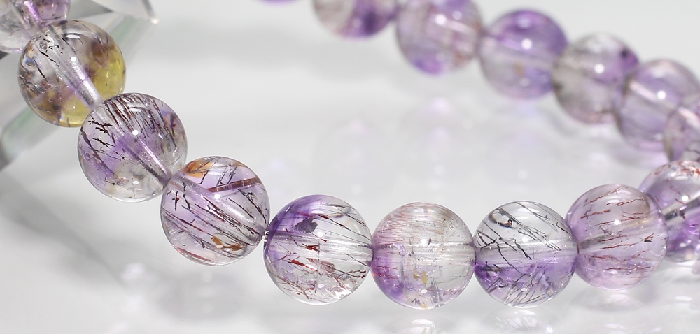 高品質]バイカラーアメジストスーパーセブンブレスレット（約8.5mm玉