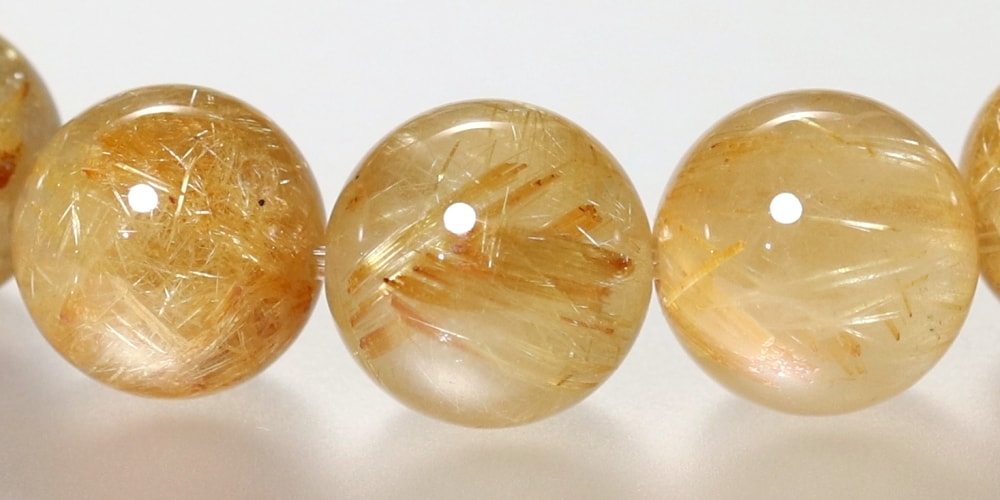 3A]ゴールドルチルクォーツブレスレット（約8.5mm玉） - 埼玉県吉川市