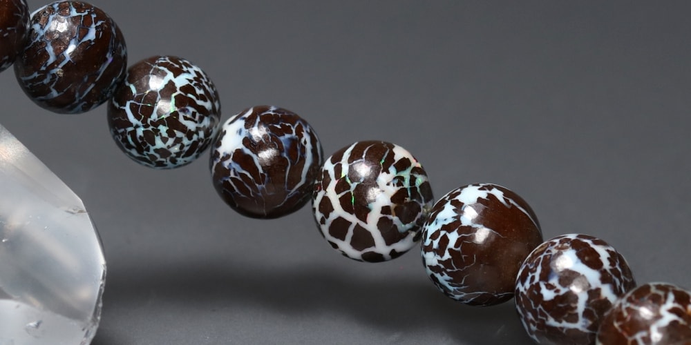 高品質]オーストラリア産ボルダーオパールブレスレット（約9.5mm玉