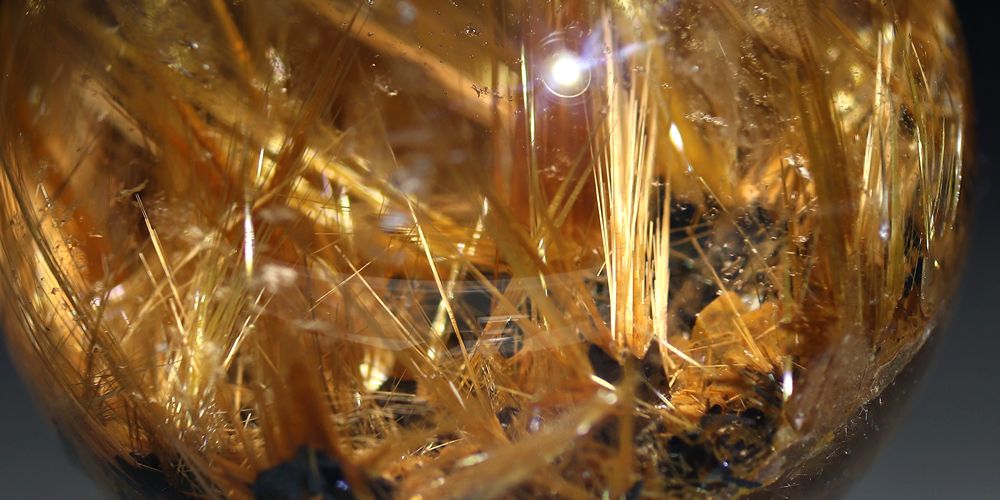 トップクォリティ]ブラジル産太陽放射ルチルクォーツ丸玉/スフィア