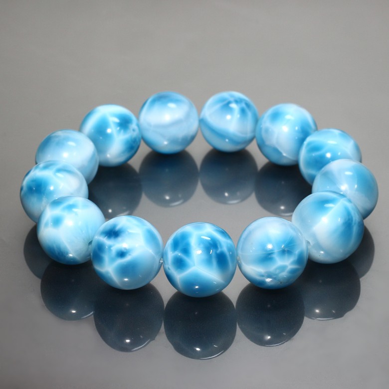 プレミアム]ラリマーブレスレット（約20mm玉） - 埼玉県吉川市の天然石