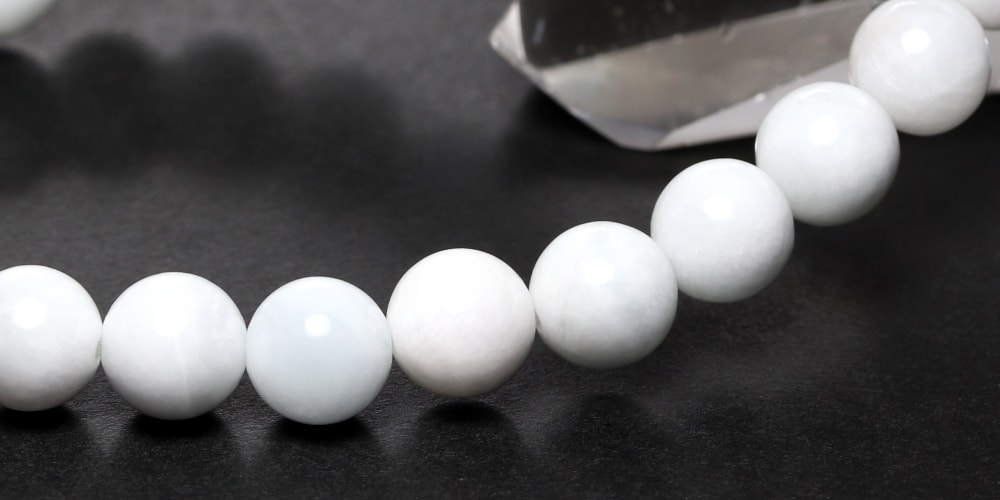 高品質]ホワイトラリマーブレスレット/ペクトライト（約8mm玉/ほぼ白色