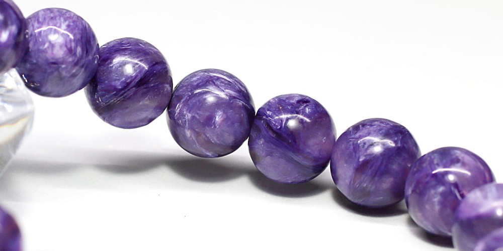 高品質++]チャロアイトシリカブレスレット/エンジェルシリカ（約11mm玉