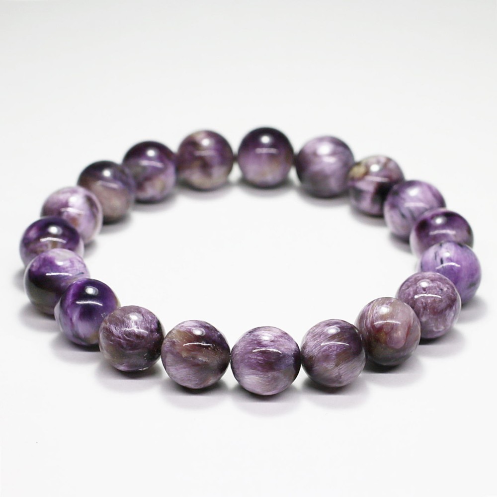 高品質]エンジェルフェザーチャロアイトブレスレット（約11mm玉