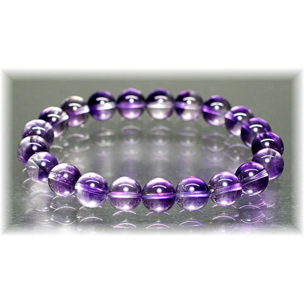 高品質]アメジストエレスチャルブレスレット（約9mm玉） - 埼玉県吉川