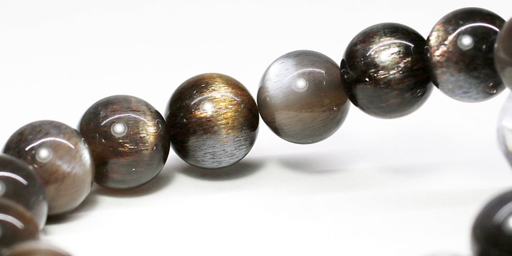 高品質++]ブラックサンムーンストーンブレスレット（約11.5mm玉