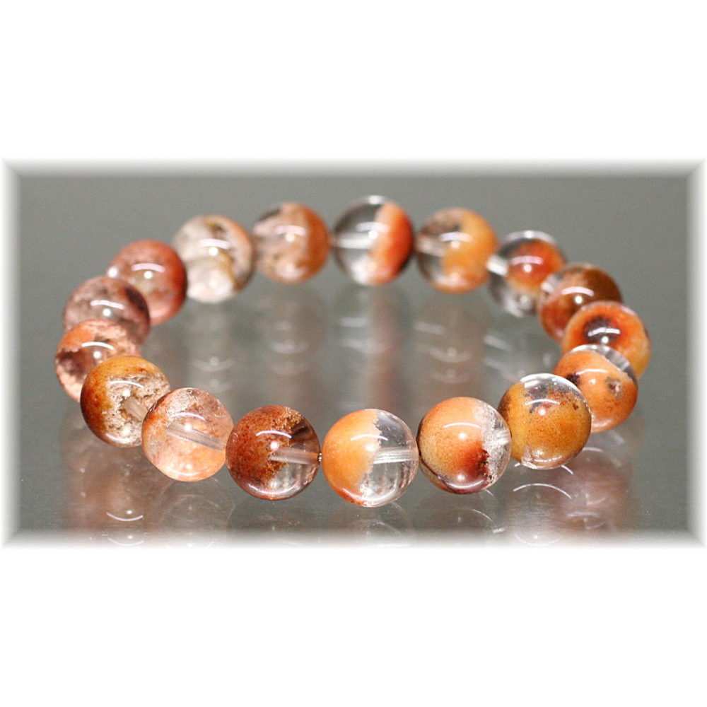 3A++]オレンジガーデンクォーツブレスレット/ガーデン水晶（約12.5mm玉