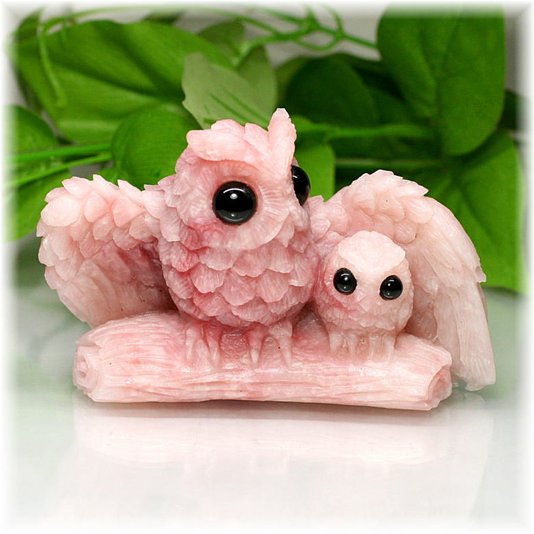 高品質]ピンクタルク彫刻フクロウ（置物） - 埼玉県吉川市の天然石専門