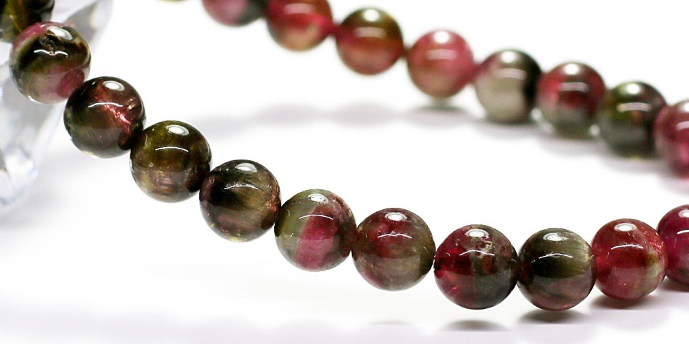 高品質]ウォーターメロントルマリンブレスレット/キャッツアイ効果あり