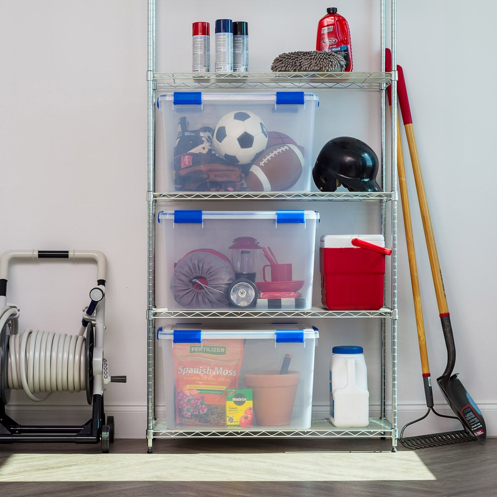 74 Quart WeatherPro® Multi-Purpose Storage Box, Clear with Blue