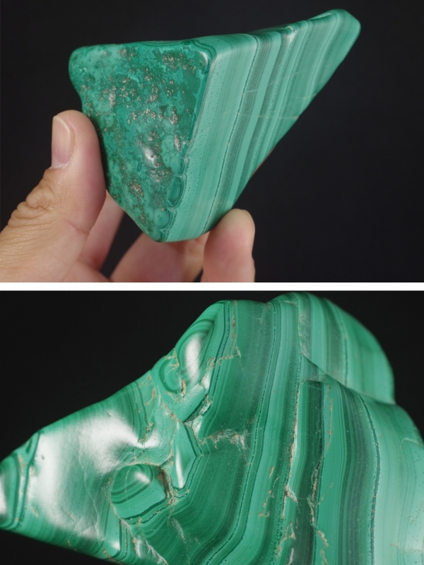 マラカイト（孔雀石）原石磨き 362g 天然石販売 名取貴石 天然石