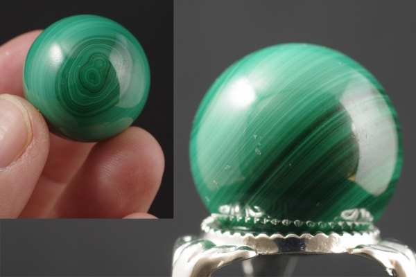 マラカイト(孔雀石)丸玉26mm 天然石販売 名取貴石 天然石原石鉱物