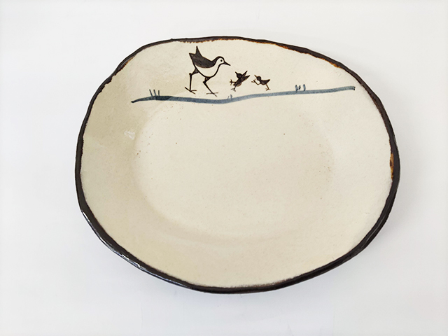 シロハラクイナ楕円皿特大