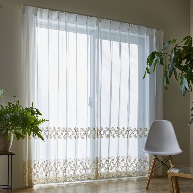 エレナ レースカーテン JE-92587 ゴールド ｜ジャストカーテン