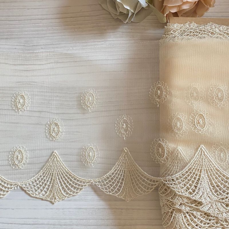 レースのお店 ななか ☆【美しい日本製】チュールレース アイボリー 幅