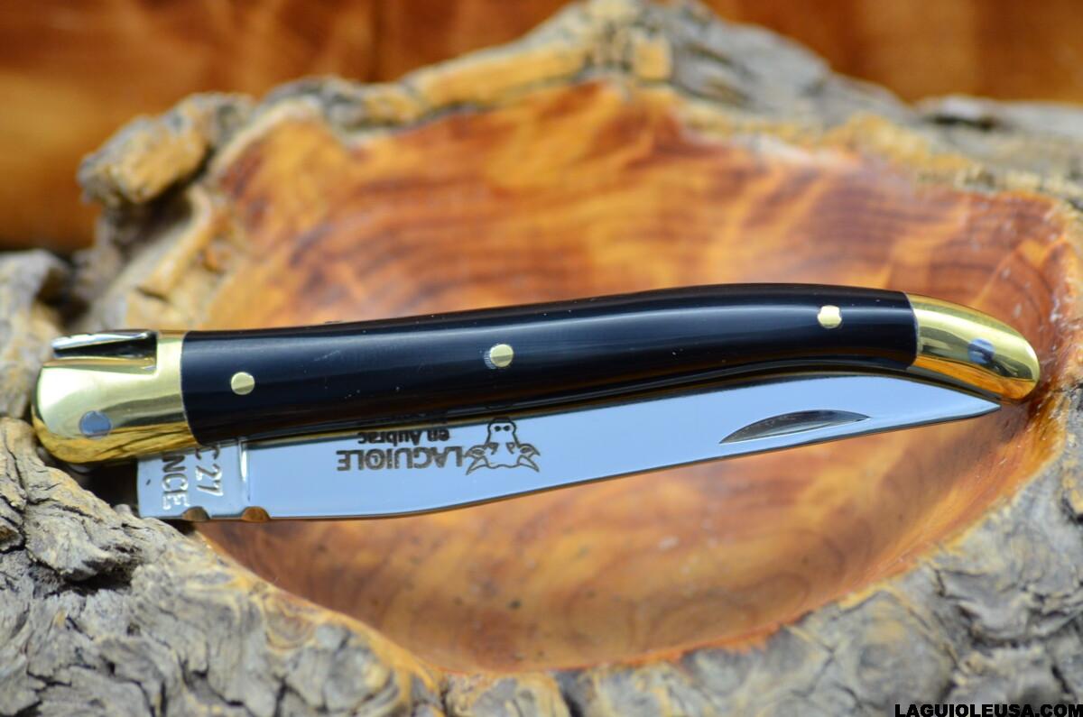 Water Buffalo Horn Handle, Brass Bolsters, Single-plate, Laguiole