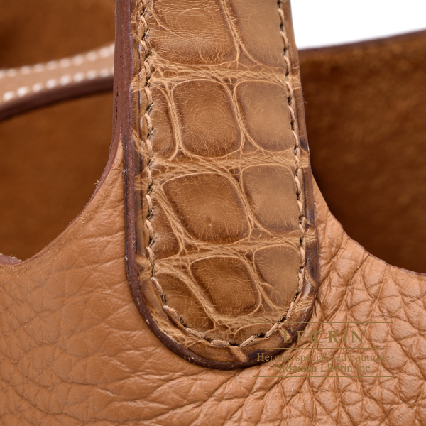 Hermes Picotin Lock Touch bag 18/PM Gold/Alezan Clemence leather