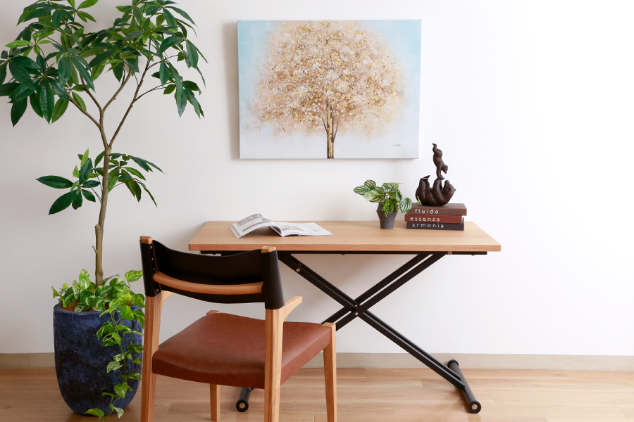 SL 昇降式リビングテーブル（オーク） - ローテーブル・リビング