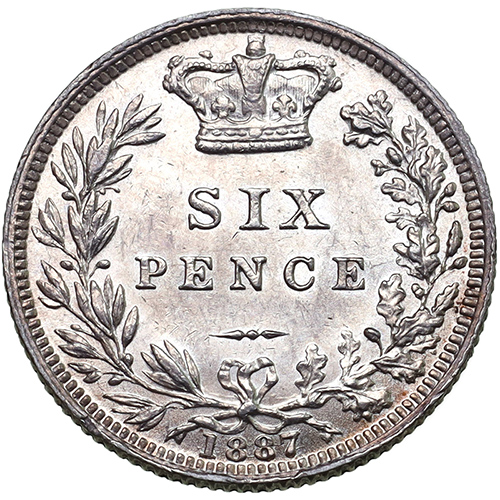 イギリス1887年銘 6ペンス銀貨 ヴィクトリア ビクトリア Victoria