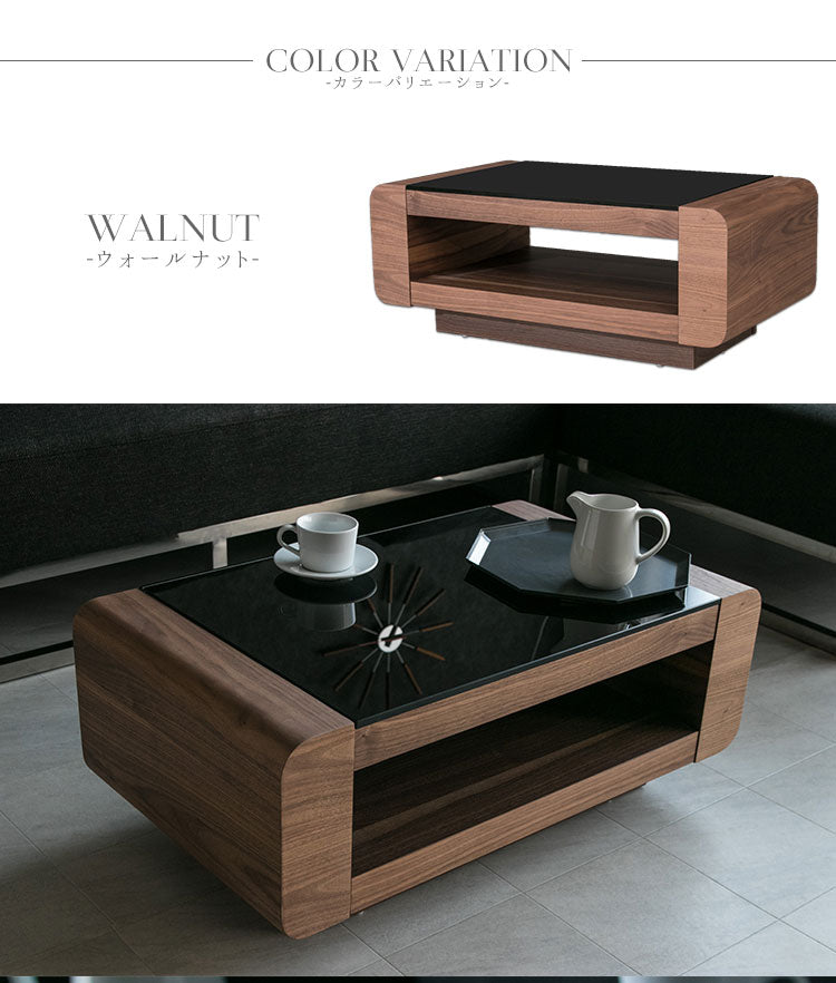 lushroom センターテーブル ガラス ウォールナット ブラックオーク