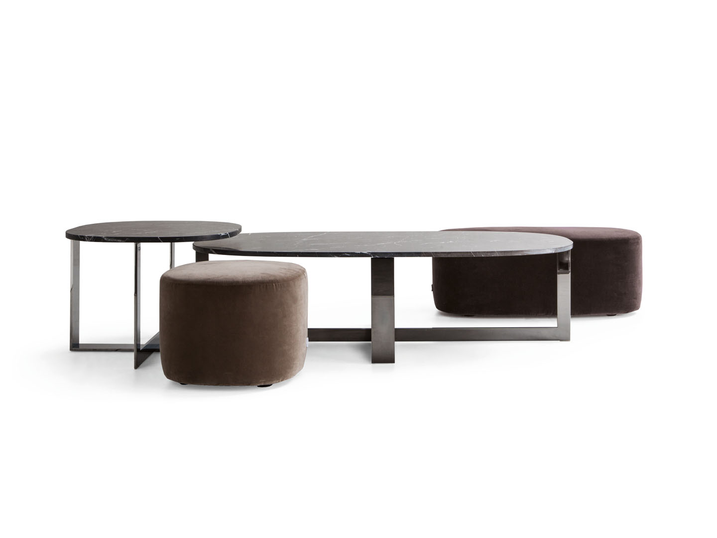 Set of coffee tables with ottoman - Domino Next - Molteni&C