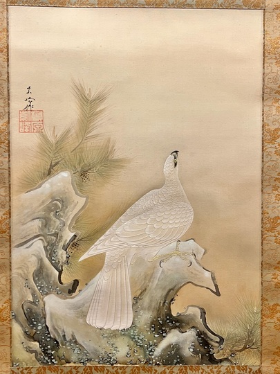 榊原紫峰 岩上白鷹図｜古美術・掛け軸の販売・買取・鑑定-松本松栄堂