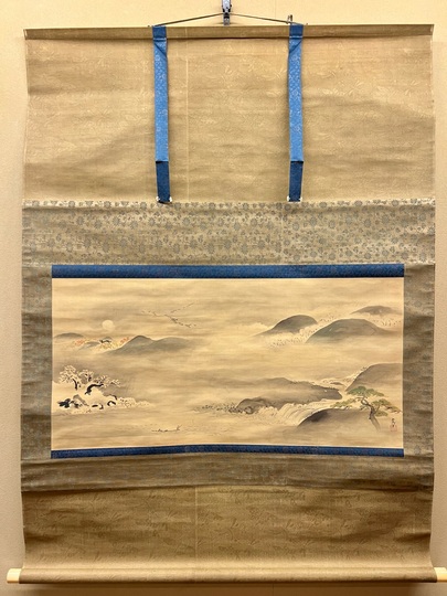 真作/狩野晴川院/山水図/布袋屋掛軸HJ-1000