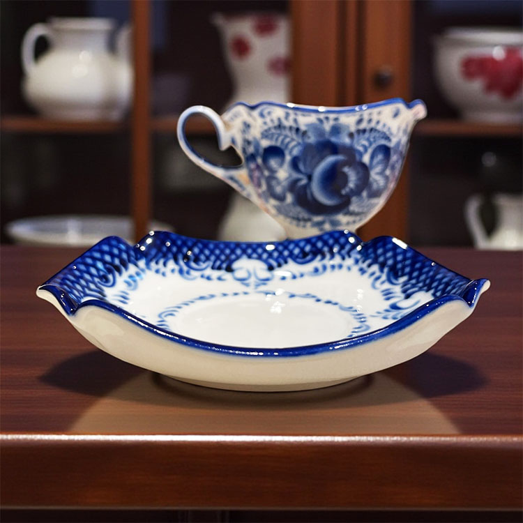 ロシア雑貨店マリンカ / グジェリ陶器 カップ＆ソーサーgz223