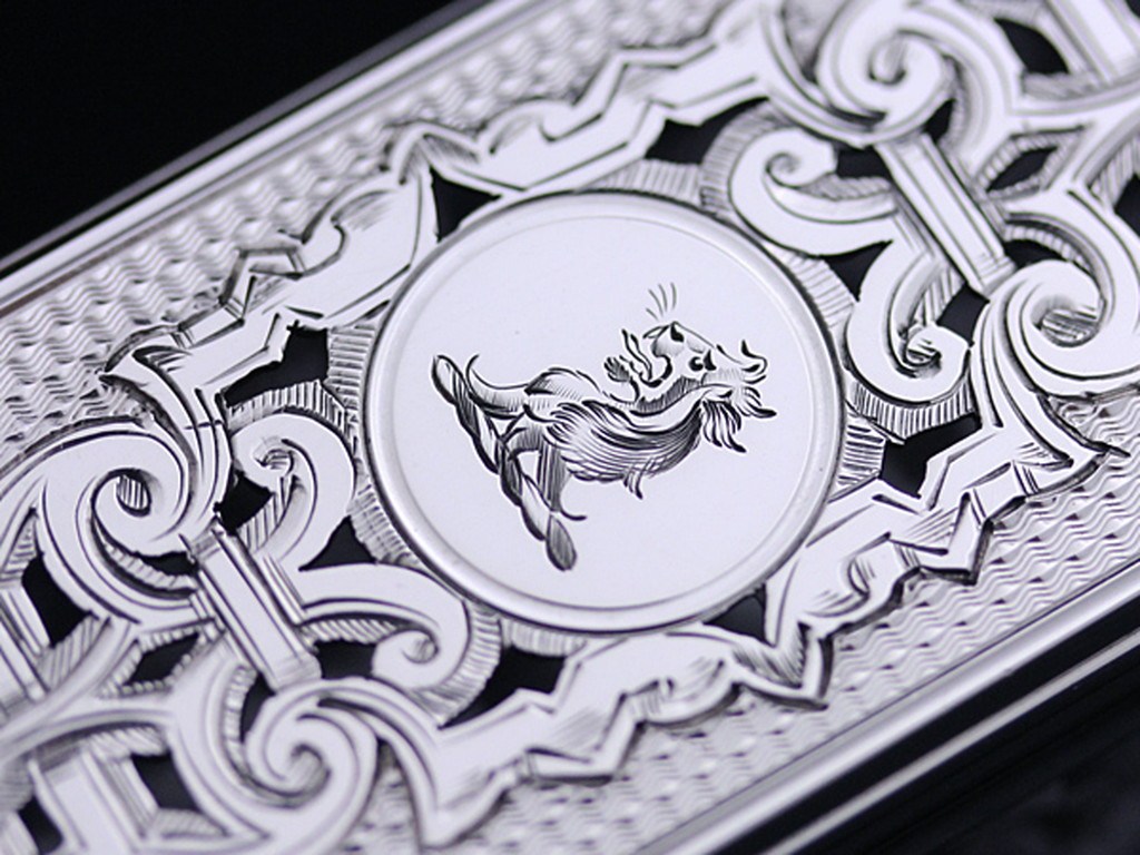 銀とガラス製の厳かなアンティーク小物入れ 【1860年頃】