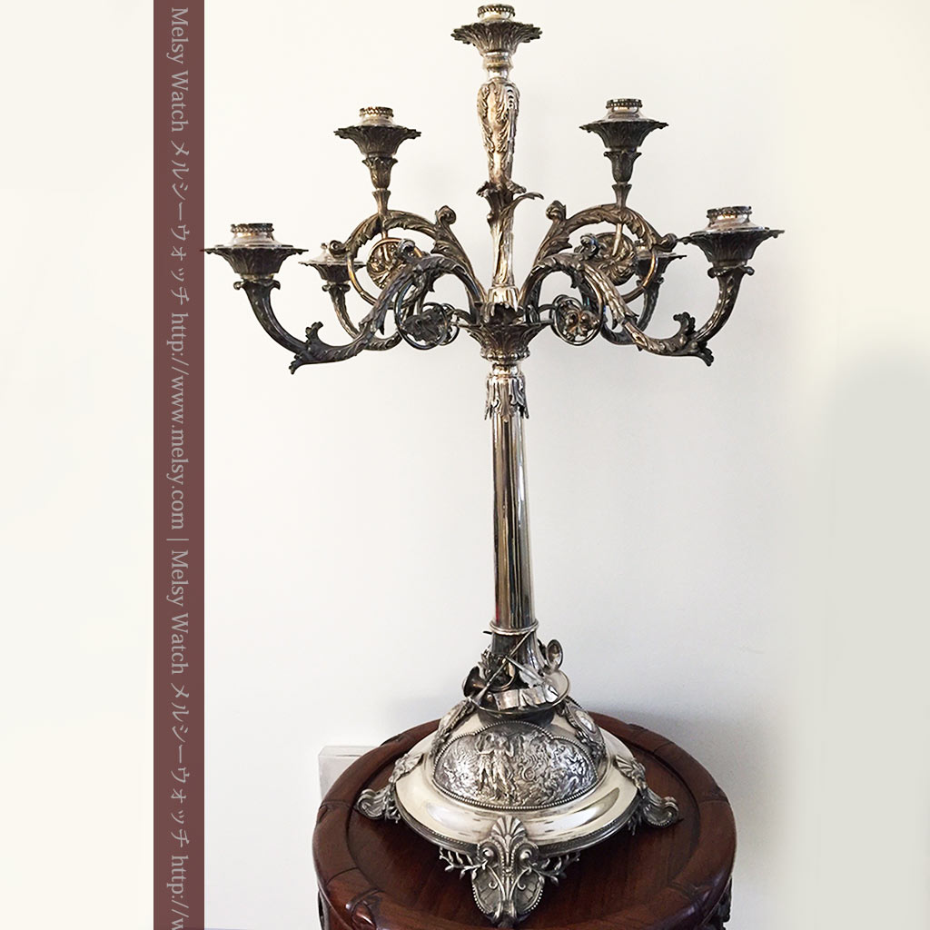 英国ビクトリア朝の豪華な銀のアンティーク燭台 蝋燭7本立【1874年製】