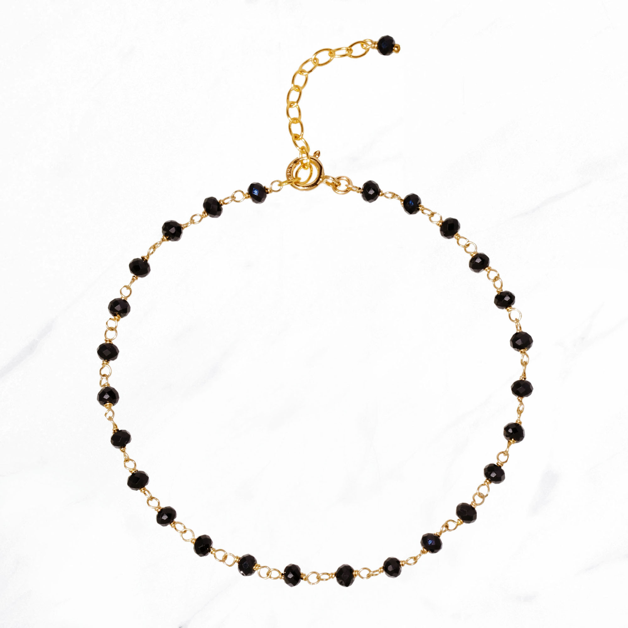 ブラックスピネルメガネ留めブレスレット | NATURALI JEWELRY