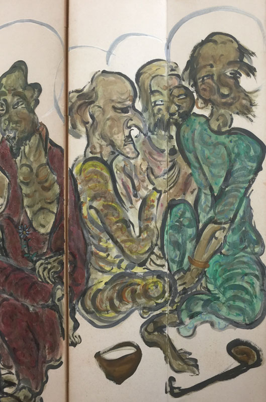 岩崎巴人 十六羅漢図/掛け軸 絵画の買取.販売.表装/長良川画廊