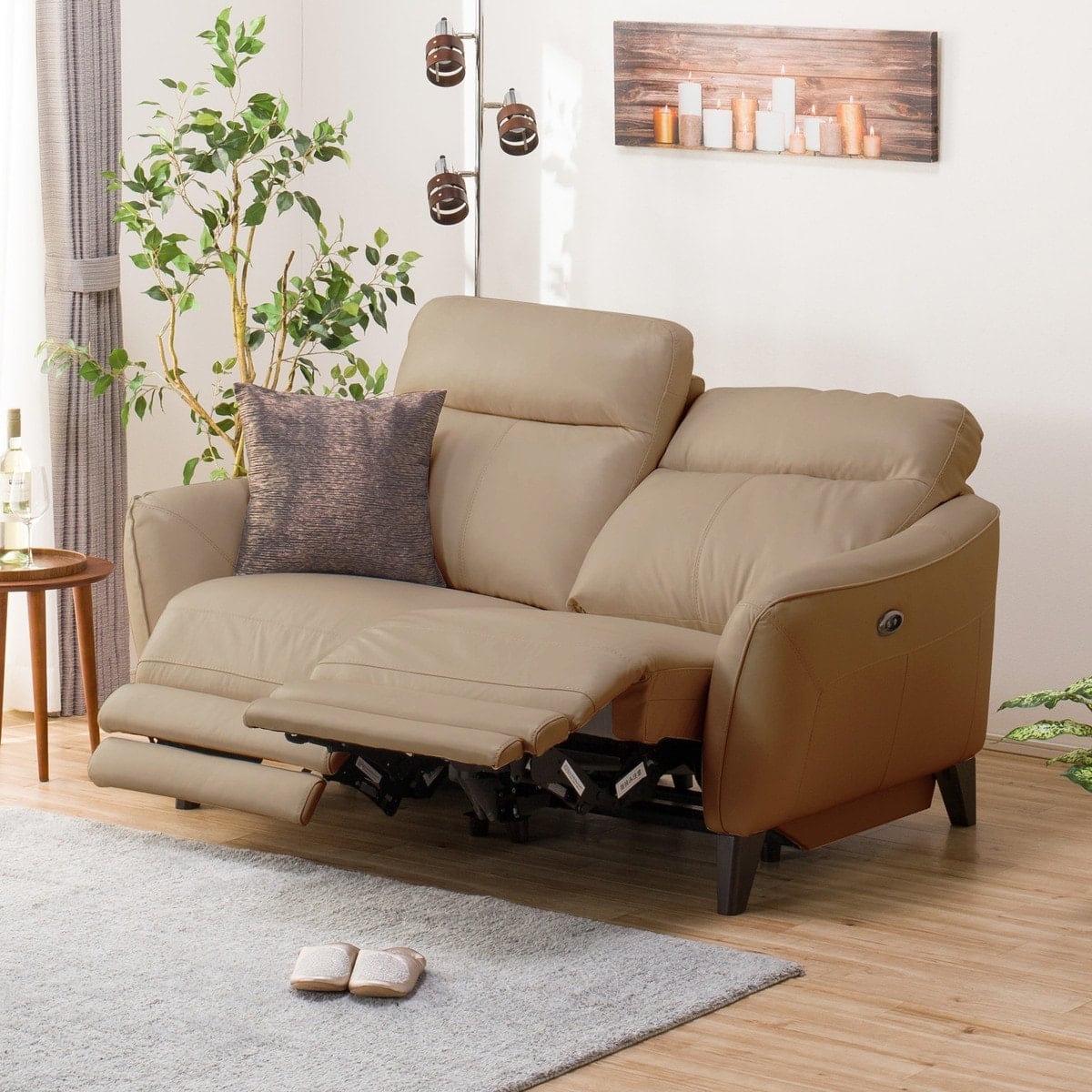 2人掛け両電動リクライニングソファ 本革(一部合成皮革)タイプ