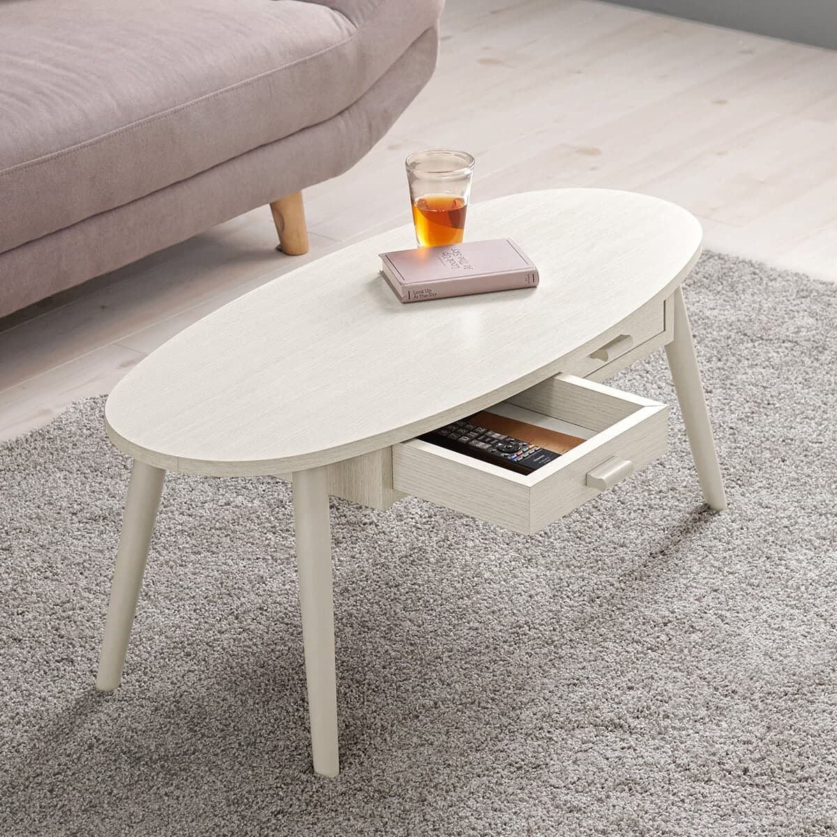 両面引き出し付き 楕円形センターテーブル (幅90cm WW) | ニトリネット