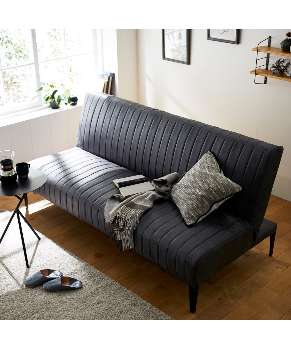 2.5人掛け]ソファベッド｜2WAY リクライニング ファブリックレザー 革