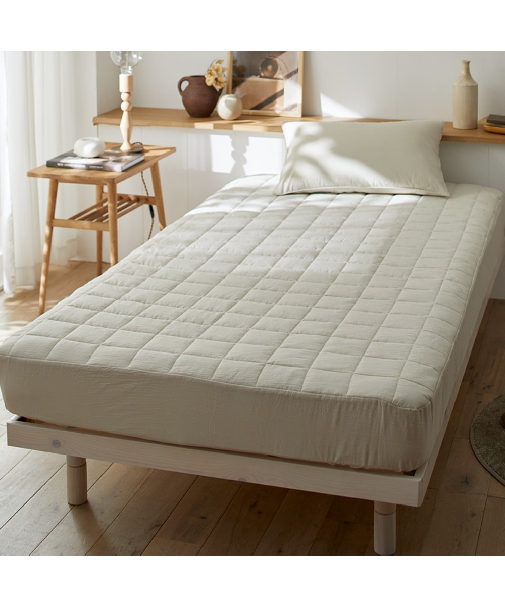 綿100％洗いざらしボックスシーツ一体型敷きパッド（Coco Feel） 通販