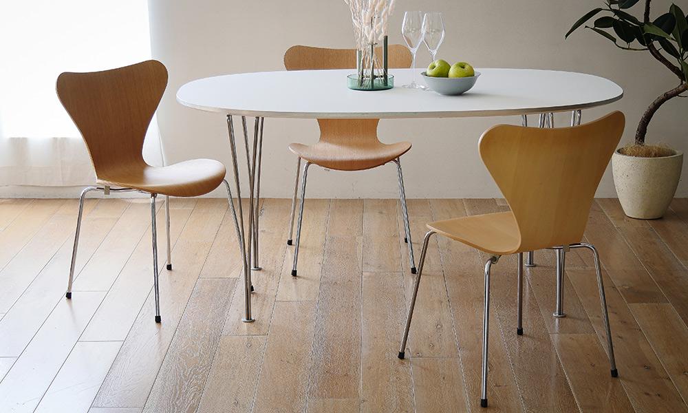 スーパー楕円テーブル B612 W150×D100cm / ホワイト×ホワイトレッグ