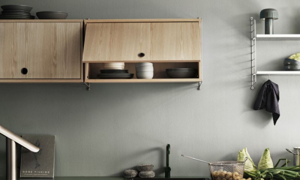 フリップドアキャビネット W78×D30×H42cm / ウッドString Furniture