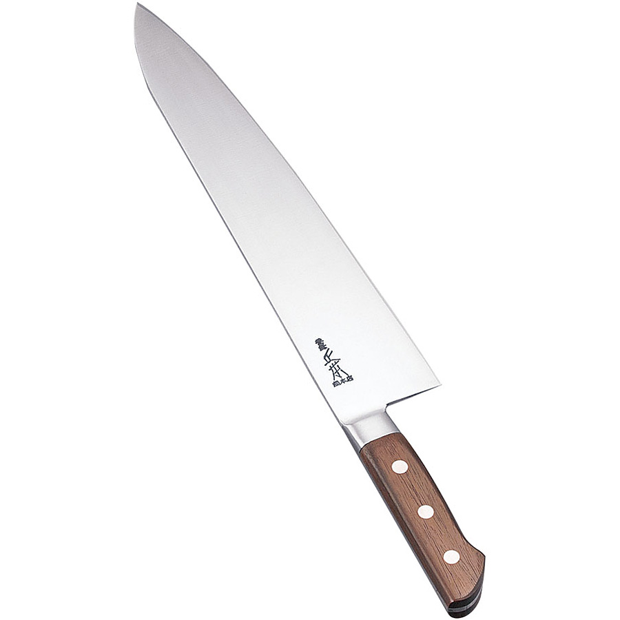 正本総本店 正本 最高級炭素鋼 紫丹柄 ツバ付 洋出刃 30cm - 調理器具