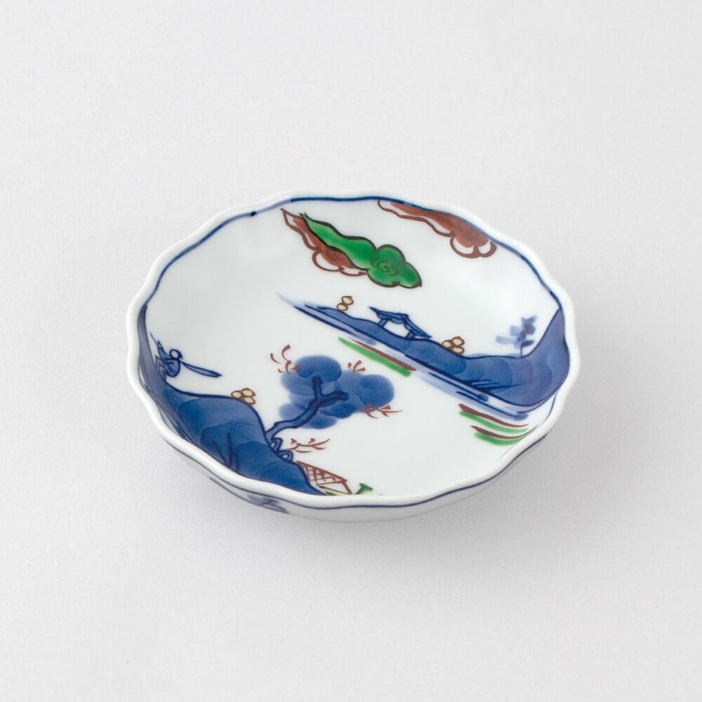 染錦山水絵 小皿 ｜ 有田焼の源右衛門窯公式オンラインショップ