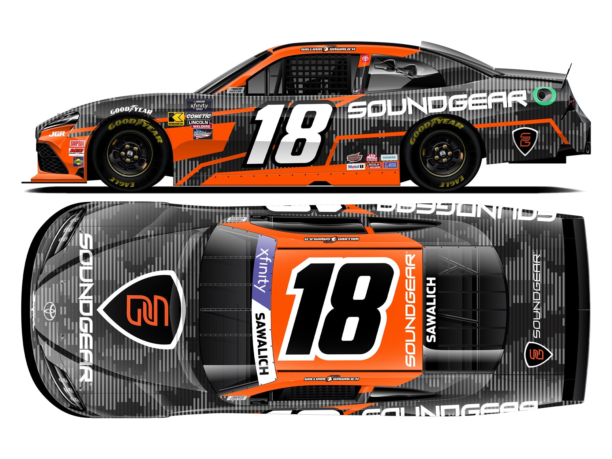 2025 1:24 No. 18 William Sawalich Soundgear XFinity Series Diecast