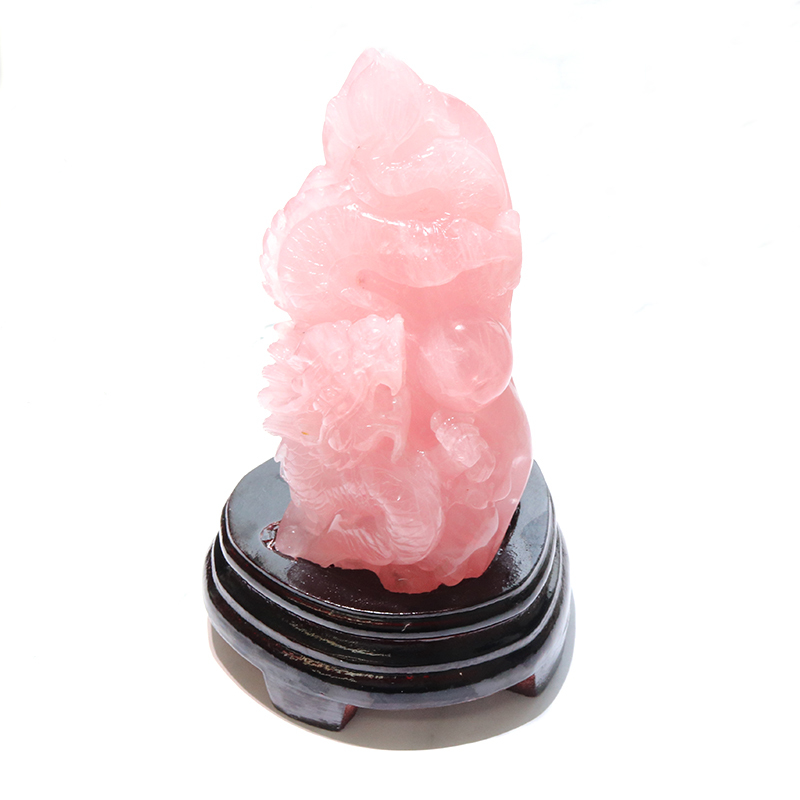 置物 ローズクォーツ 龍 ブラジル産 台付き 風水 運気 金運 財運 浄化