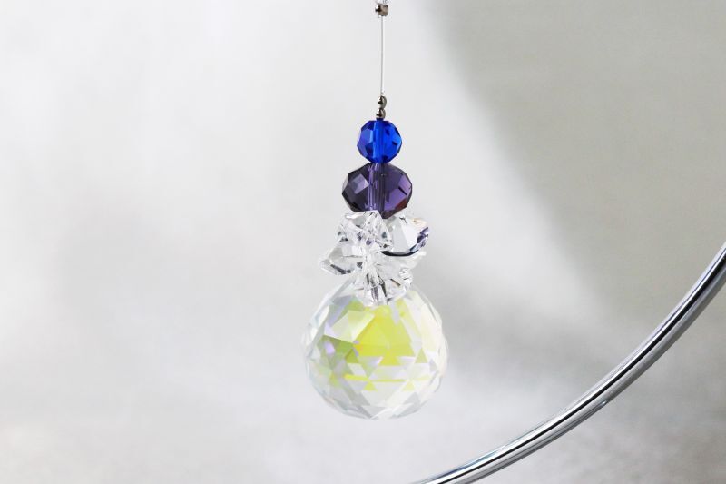 サンキャッチャー 昇龍 シルバー スタンド付き 開運 幸運 クリスタル