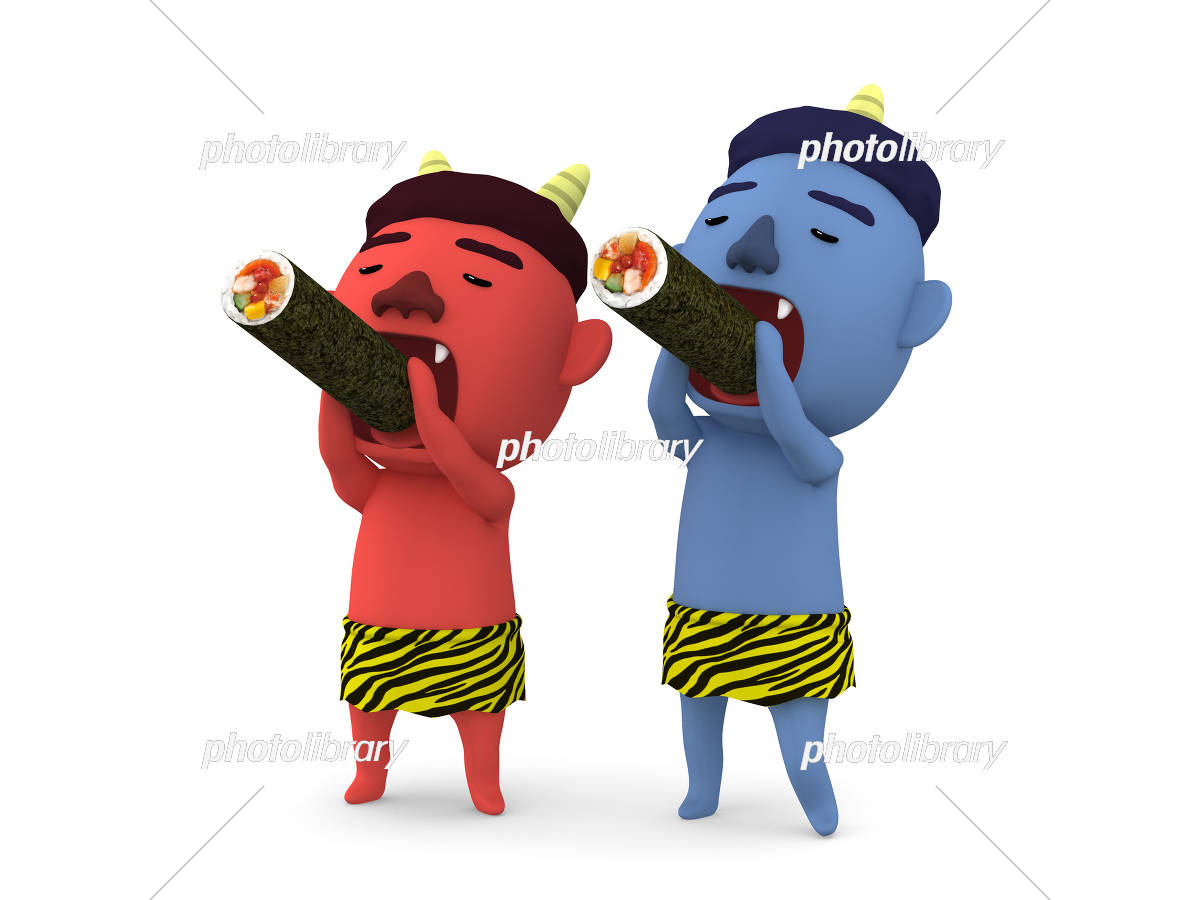 節分 赤おに 青おに 恵方巻き イラスト素材 [5414707] - フォトライブ