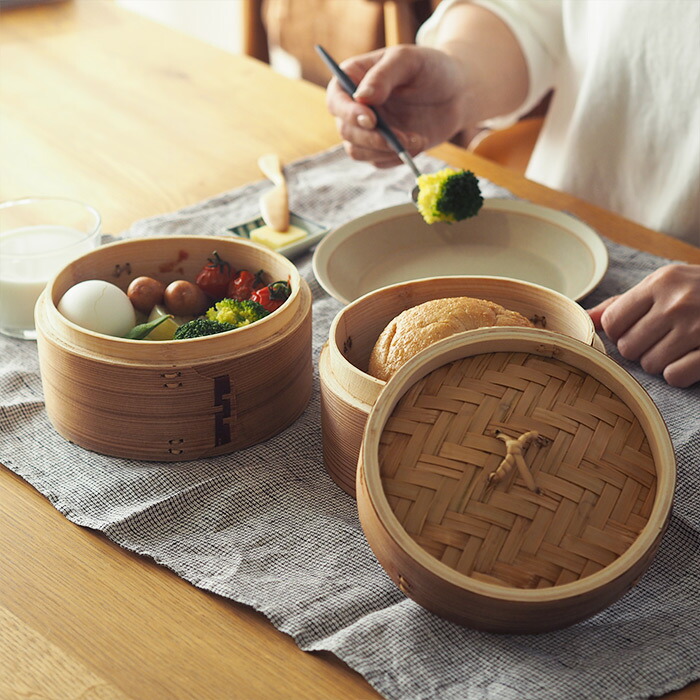 かごや 杉 中華せいろ 15cm 2段 ステンレス鍋付セット | 食器と料理