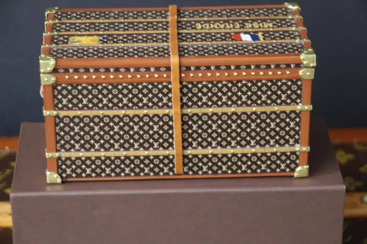 Miniature of Louis Vuitton trunk, Louis Vuitton paperweight