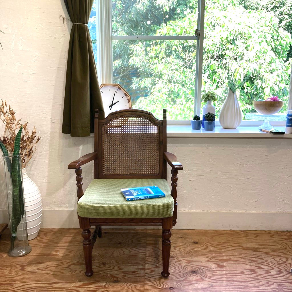 三越ブルージュ カントリーハウス アームチェア ラタン 中古 三越家具