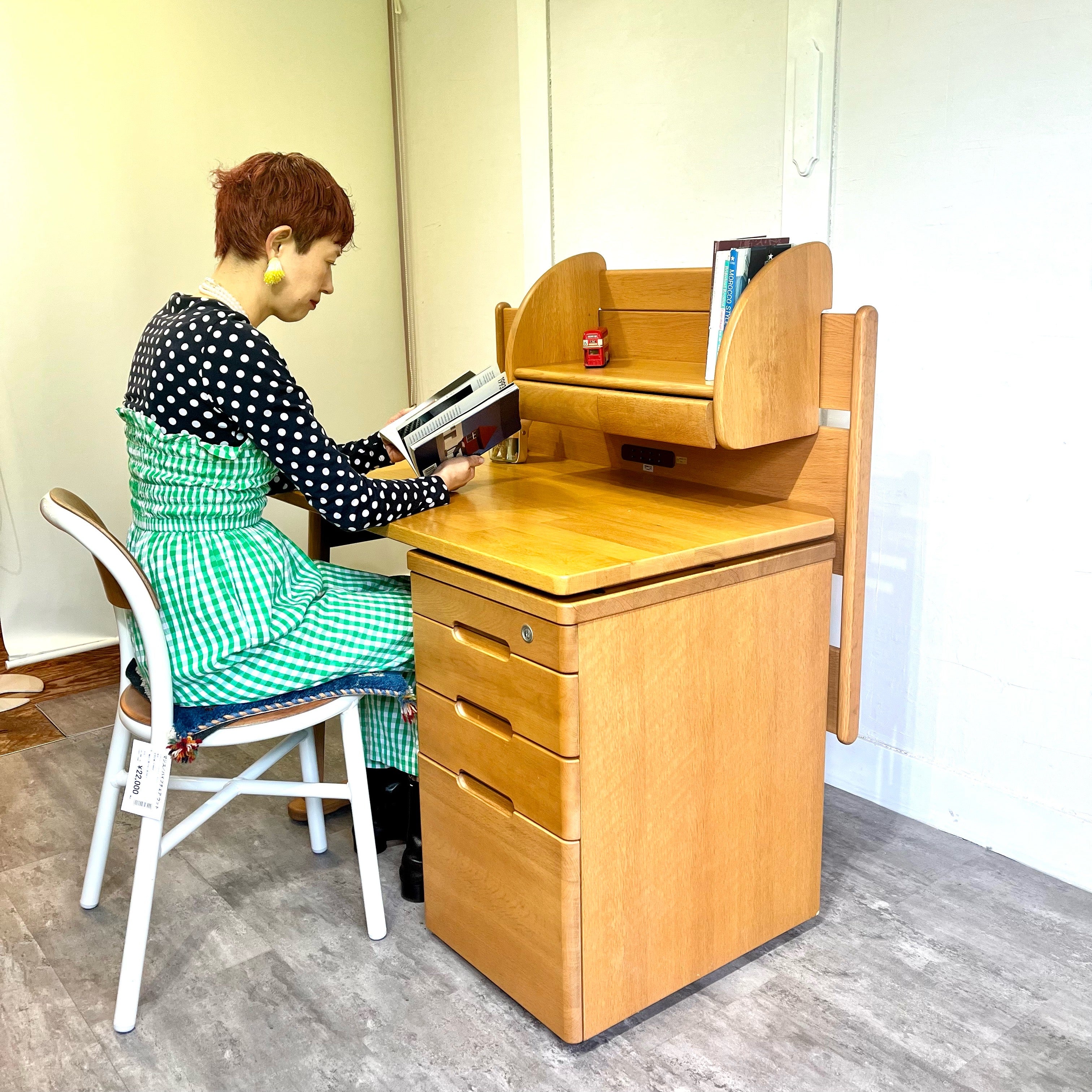 コスガ / KOSUGA 学習机 ナラ材 勉強机 デスク 小学生 組み換え ワゴン付き