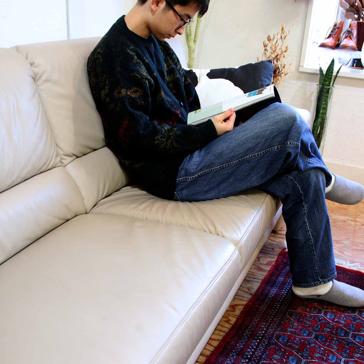 ヒモラ / himolla ベルク 3人掛け ソファ サンドベージュ IDC大塚家具