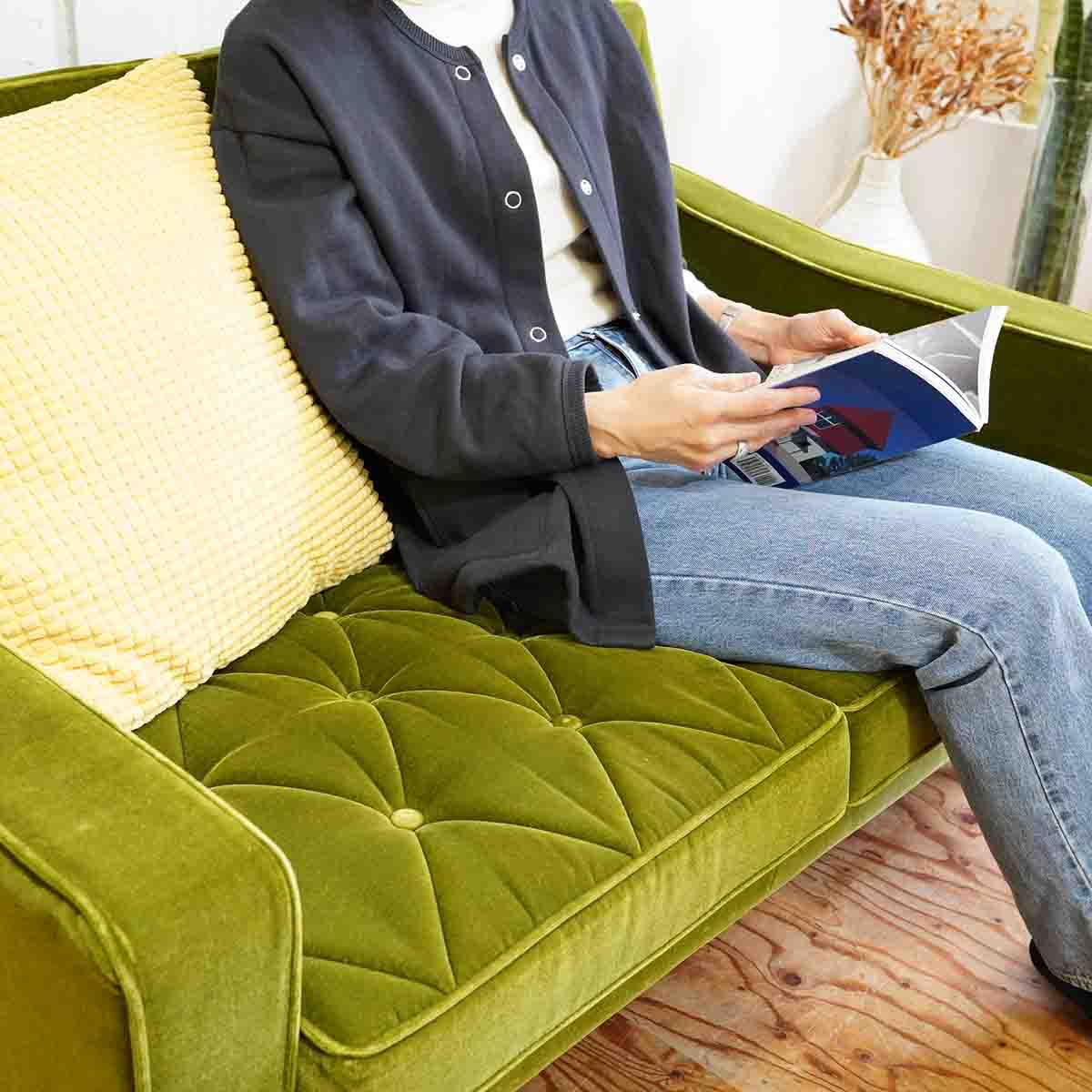 カリモク60 ロビーチェア 2シーター モケットグリーン 2P ソファ 緑